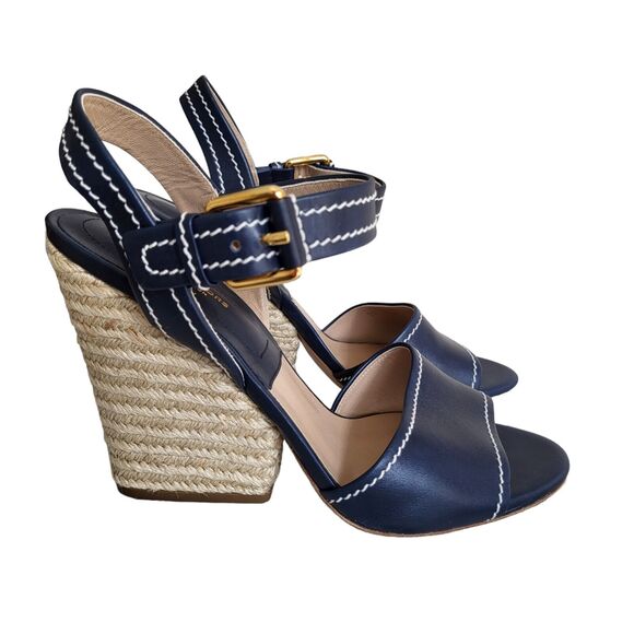 Michael Kors Collection Priya Sandals Blue Leather Size 39 - Picture 4 of 12